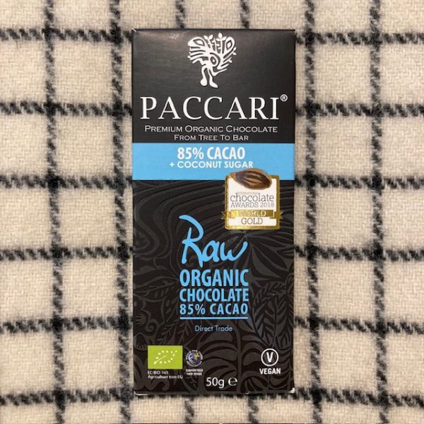 Paccari Raw 85% chocoladereep met kokossuiker BIO 50g